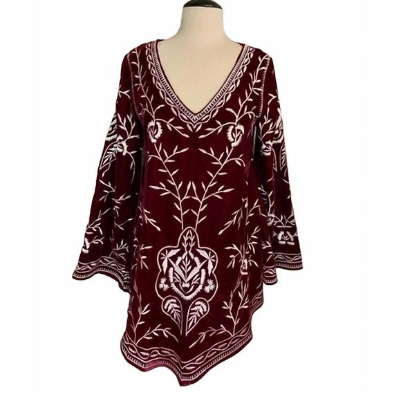 NEW ROJA COLLECTION folkwear tunic in garnet - Picture 1 of 2